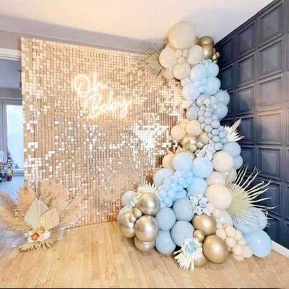 10pcs 12"X12" Shiny Wall Decor Panels, Colorful Sequin Backdrop Boards, Connectable Reusable Easy Install Decoration Props For Birthday, Party, Wedding, Stage, Valentine's Day, Christmas, Thanksgiving, Gifts, Home Wall Decor