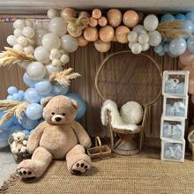 BabyShower Balloon Garland Arch Kit 137pcs Macaroon Blue White Sand Ivory Balloons For Valentine's Day Decorations Gender Reveal Boho Wild One Birthday Theme Party