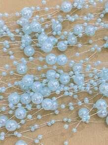 5pcs Floating Candle Vase Filler 1.4m Pearl Garland Wedding Table Decorations, Faux Pearl Beaded Plastic Chain Party Decorations, Home Decor Props Gift Birthday Graduation