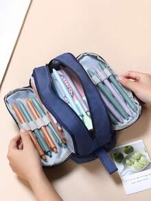 1pc Custom Pencil Case - Custom Personalized Name - Personalized Letter Pattern - Simple Large Capacity Multi-Layer Pen Bag, Durable Student School Supplies -, Birthday Gift, Best Gift For Children, Student Gift,Back To School,School Supplies - Multicolor - View 3