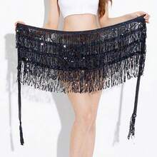 1 pieza Faja para danza del vientre con 4 capas, cinturón de cintura con flecos y lentejuelas, cadena de cintura bohemia para danza del vientre (el empaque exterior del producto se envía al azar). Se enviará el color del producto.