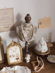 1 件复洛克风格树脂珠宝展示塔，桌面矩形项链收纳盒，多用途配饰和耳环架，无需电源装饰珠宝展示柜情人节女士收纳整理器旅行必需品返校宿舍收纳