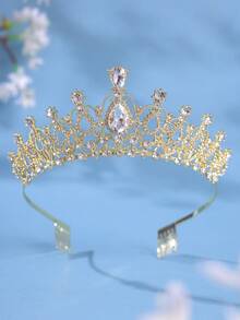 1件优雅女士银色水晶皇冠发箍，公主风皇冠带梳子，适合新娘、婚礼、舞会、生日派对等场合 - 彩色 - 查看 8