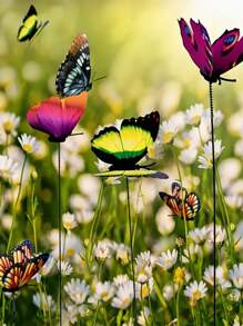 24 Pieces Small Butterfly Garden Decoration, Waterproof PVC Mini Butterfly Potted Plant Decoration, Suitable For Indoor And Outdoor Use, Suitable For Party Decoration And Wedding Decoration