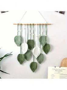 1 件手工编织绳叶挂毯，波西米亚风格家居墙壁装饰，适合壁挂装饰，是送给朋友的完美小礼物 - 綠色 - 查看 8