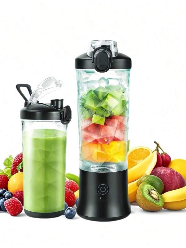 1pc 20oz Portable Blender With Rechargeable Lithium Battery - Multi-Functional Handheld Juicer For Smoothies And Fresh Juices, Non-Slip Base, Easy To Clean, Buttons Control, ABS Cup, Perfect For Home And Travel, Travel Beverage Container | Modern Kitchen Gadget | Durable Plastic Blender