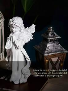 1pc Resin Angel Figurine With Floral Crown - Religious Theme Indoor/Outdoor Decor For Various Room Types - No Electricity Required - Ideal For Christmas, Thanksgiving, National Freedom Day Celebrations - Multicolor - View 9