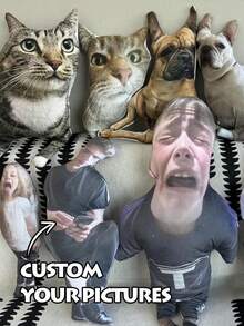 1个定制丑萌抱枕 - 个性化丑猫抱枕，双面印花 - 柔软舒适的毛绒礼物，适合父亲节、母亲节、万圣节、圣诞节、平安夜、情人节、生日、周年纪念日、感恩节、沙漠秋季温馨时光、秋季装饰，可机洗，数码印花