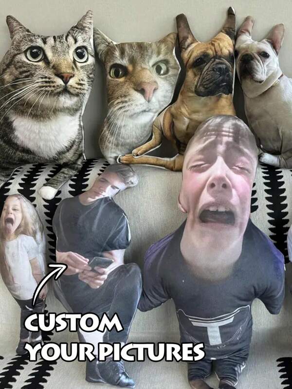 1 Customized Ugly Pillow - Personalized Ugly Cat Pillow, Double-Sided Printing - Soft And Comfortable Plush Gift, Suitable For Father's Day, Mother's Day, Halloween, Christmas, Christmas Eve, Valentine's Day, Birthdays, Personalized Anniversaries, Thanksgiving