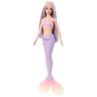 Mattel Barbie Mermaid Doll With Pink & Lilac Fantasy Hair & Headband Accessory, Toy With Shell-Inspired Bodice & Lavender Tail