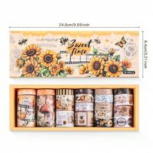 20 Rolls Washi Tape Set, Vintage Washi Tape, Yellow Black Decorative Tapes, Planner Accessories Bee Flowers Butterfly Botanical School Supplies Perfect For Scrapbooking Supplies, Junk Journal, Bullet Journaling, Art Crafts