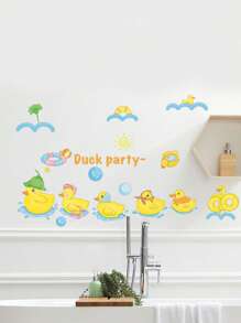 1pc 3D Cartoon Duck Toilet Lid Decal Cartoon Duck Pattern Wall Sticker PVC Self-Adhesive Duckling Toilet Sticker Waterproof Stickers Wall Decal Vinyl Decal For Home Decorations Spring Decoration Items Refresh Your Home Stickers Festival Decoration Stickers Gifts Birthday Graduation Bathroom Decor Fall Decor Bathroom Accessories