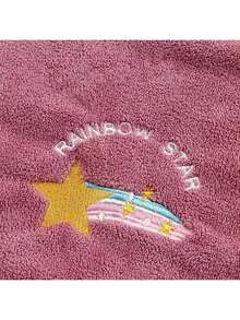 1pc Quick-Dry Rainbow Embroidered Hair Towel Wrap With Button - Soft & Absorbent - Ideal For Women's Daily Use Bathroom Decor Summer Back To SchoolHair Bonnet - Multicolor - View 7