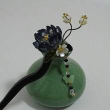 手工制作中式复古风格牡丹花发簪玉石发饰旗袍配饰传统汉服发夹头饰