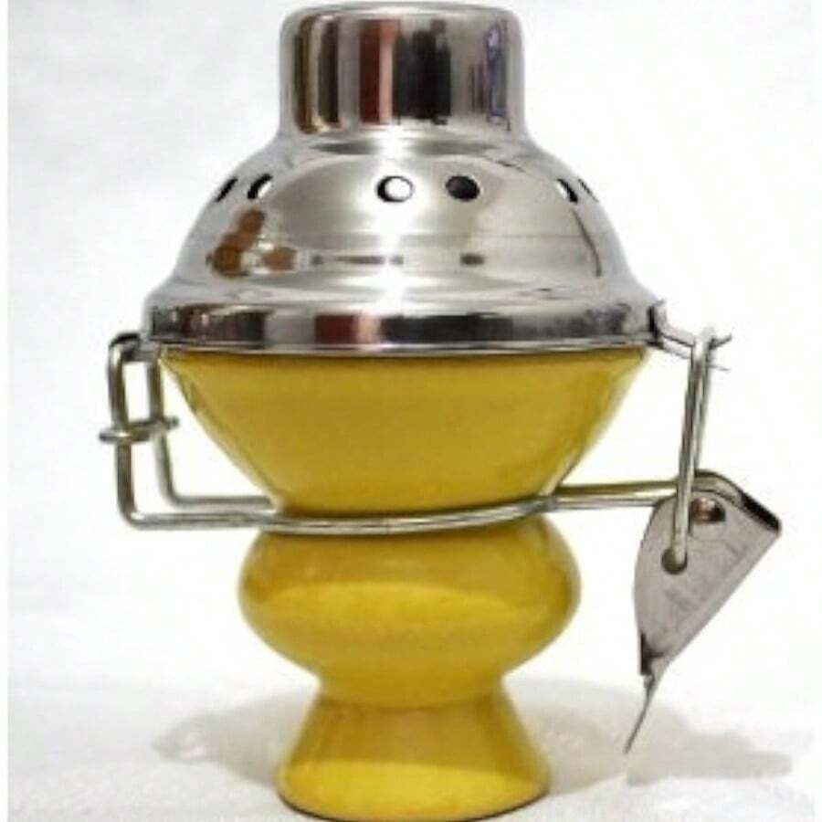 Ceramic Hookah Bowl With Cover & Screen Wind Cover Shisha Bowl Charcoal Screen For Hookah Pack With Coal Tongs - Yellow - View 1