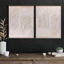 1/2 件米色和棕色纹理抽象墙面艺术装饰海报现代简约波西米亚风帆布印刷时尚画作适用于客厅卧室家庭办公室宿舍装饰墙面背景设计画带框/无框 - 彩色 - 查看 5