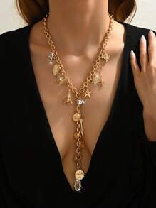 1pc Premium Quality Golden Multi-Heart Box, Natural Stone & Resin Heart Tree Pendant Necklace, Versatile Jewelry For Goddess Festivals, Parties, Holidays, And Gifts For Loved Ones. Each Stone And Resin Piece Will Be Randomly Selected In Different Sizes And Colors.