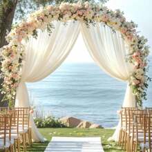 1 pièce Drapé d'arche de mariage en tissu tulle blanc transparent, rideau tulle pour fond de cérémonie de mariage, fête d'anniversaire, décoration de plafond