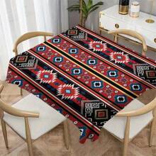 1pc Bohemian Style Patterned Tablecloth, Modern Polyester Rectangular/Round Waterproof Tablecloth, Digital Printing, Suitable For Living Room, Outdoor Dining Table, Small Round Table