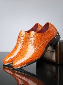 1 par de zapatos de vestir de punta afilada y brillante para hombre, zapatos casuales de moda británica transpirables, zapatos de suela blanda versátiles de corte bajo en blanco, verde, marrón, negro