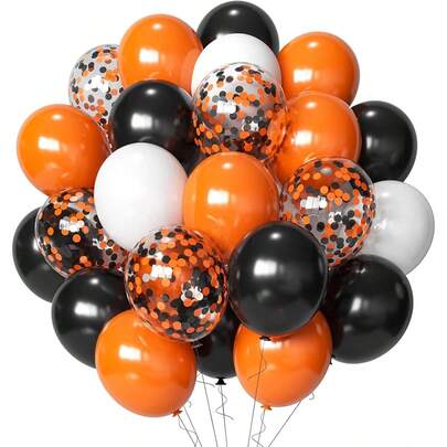 20/40 Pcs Black, Orange And White Balloons With 12 Inch Black & Orange Glitter Balloons, Perfect For Weddings, Engagements, Birthdays, Graduations, Halloween, Back To School, Bridal Showers, Balloon Decorations, Balloon Parties, Photo Props, And Backdrops