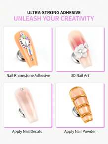 RS NAIL Gel de uñas con piedras de rhinestones RSNAIL. Gel de uñas súper fuerte para decoraciones. Accesorio de uñas 3D con brillo. Adhesivo para gemas y joyas de arte de uñas. Necesita ser curado con luz UV/LED