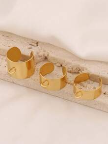 2pcs Stainless Steel Open Rings Silver Gold Color Punk Wide Round Ring Base For DIY Rings Jewelry Making Accessories - Ring Setting - View 2