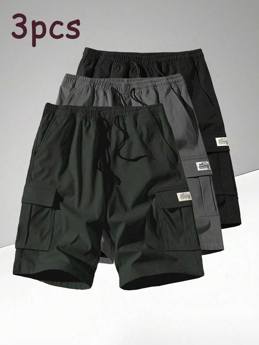 3条装男士夏季轻便工装短裤，休闲透气户外百慕大短裤 - 彩色 - 查看 1