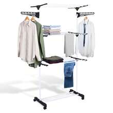 KONTUZ Floor Clothesline For Clothes And Underwear, 3 Tiers, Foldable, Portable, Tower Clothesline - Black and White - View 6