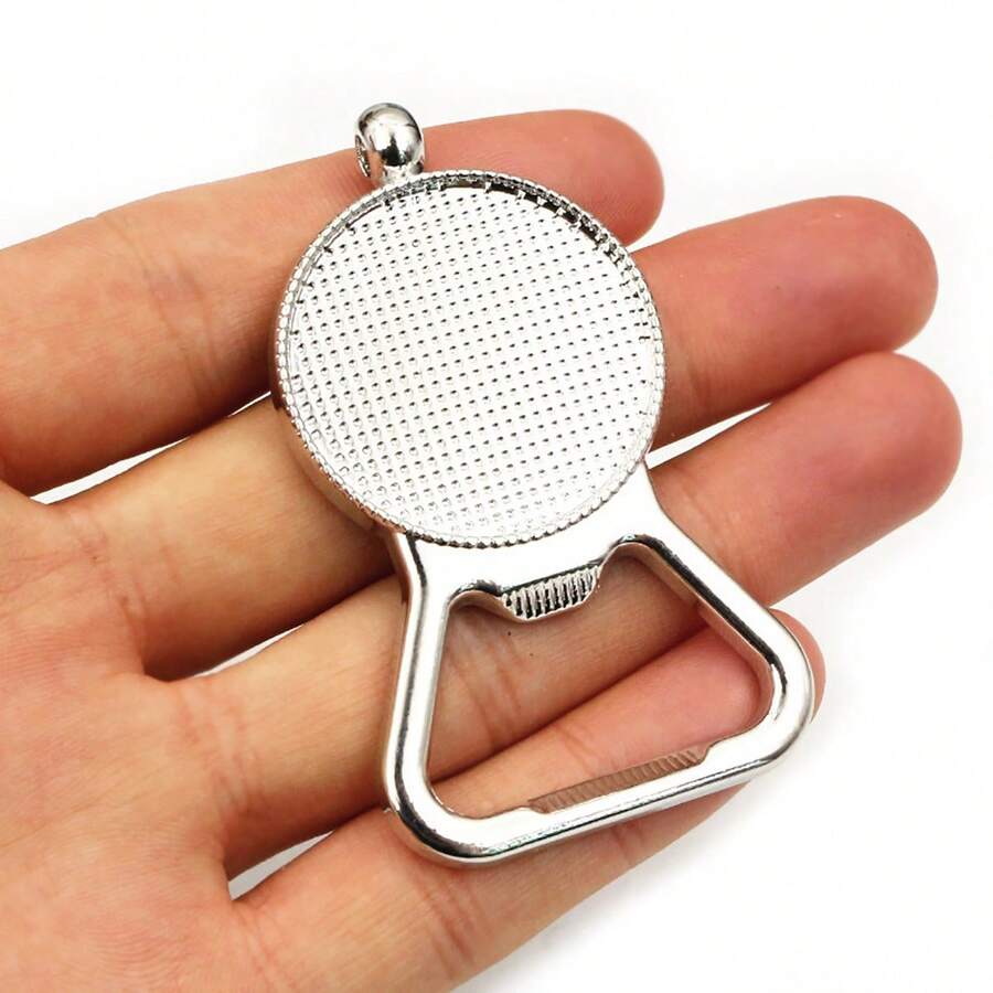 1 Piece 25/30mm Inner Size Rhodium Color Beer Bottle Opener Shape Cabochon Blank Base Tray Setting Pendant DIY Jewelry Accessories - Rhodium - View 1