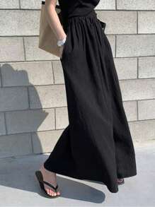 Women Wide Leg Pants, Elegant High Waist Loose Solid Casual Long Trousers Streetwear