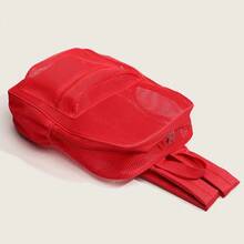 Large Capacity, Lightweight Mesh Zipper Closure Backpack, Durable Breathable Design, High Load Bearing, Suitable For Outdoor Adventure And Daily Commuting Minimalist Beach Bag - Red - View 9