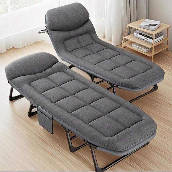 Folding Camping Bed, Portable Folding Bed, Adjustable Gear Design, Perfect For Office Naps, Outdoor Camping, Easy To Carry, Suitable For Different Indoor And Outdoor Environments
