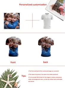 Custom Couple 3D Printed T-Shirt, Breathable And Comfortable Polyester, Crew Neck Short Sleeve, Suitable For Summer Casual Wear And Gifts, Customized Men Summer Top Graphic Tee