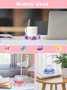 1 Conjunto Kit de Crochê para Iniciantes - 4 Peças Kit de Crochê de Porta-Copos e Vaso de Flores, Kit Iniciante de Crochê de Porta-Copos com Fios de Crochê, Ganchos, Tutoriais em Vídeo Fáceis para Crochê para Escritório, Mesa de Café, Decoração do Lar