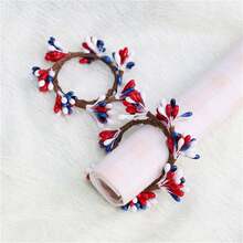4PCS Americana Patriotic Pip Ring 4th Of July Napkin Ring Holder Patriotic Napkin Rings Blue Red White Berry Napkin Buckle For Independence Day Dinning Table Parties Decoration - 彩色 - 查看 4