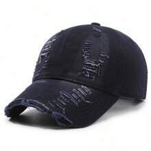 1pc Distressed Casual Denim Baseball Cap, Lightweight Adjustable Trucker Hat, Sun Protection, Woven Craft, Hand Wash/Dry Clean