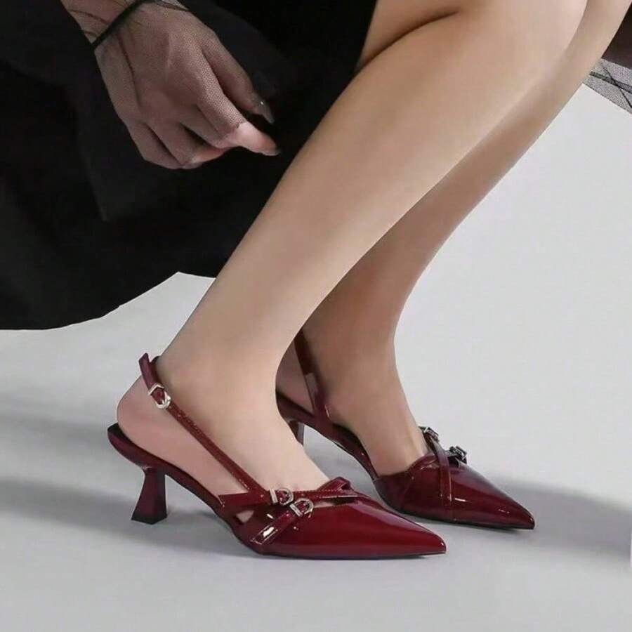 Women Pumps - 酒紅色 - 查看 1