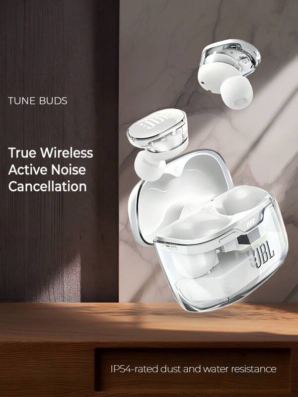 JBL TUNE BUDS True Wireless With Active Noise Cancelling In-Ear Earbuds, Perfect Voice Calls, Sports Fitness Music Bluetooth Earphones, Universal IOS/Android Compatibility, Waterproof Translucent Shell Design