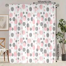 2pcs Polka Dot & Graphic Fruit Pattern Digital Print Curtains, Rod Pocket Design For Easy Hanging, Privacy Protection For Bedroom, Living Room, Kitchen, Study, Dining Room, Game Room, Home Decor Essential - Multicolor - View 3