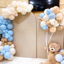 BabyShower Balloon Garland Arch Kit 137pcs Macaroon Blue White Sand Ivory Balloons For Valentine's Day Decorations Gender Reveal Boho Wild One Birthday Theme Party