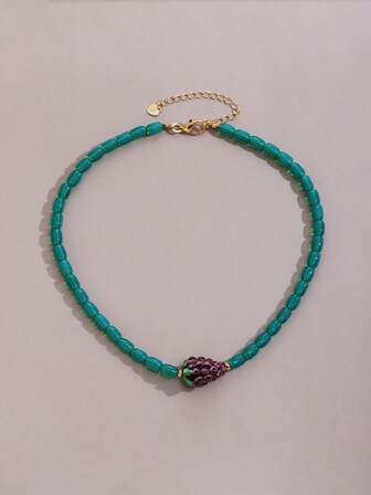 1 件博主同款手工玻璃可爱水果项链，时尚串珠首饰，2025 年春夏