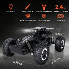 Auto telecomandata per bambini, auto RC ad alta velocità 20 km/h con luci LED, auto monster truck RC 2.4 GHz, auto RC ricaricabile 1:16, auto giocattolo per ragazze e ragazzi, regali di Natale e compleanno, adatto per 3 4 5 6 7 8 9+ anni
