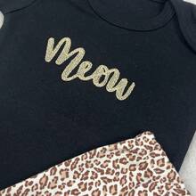 Sempre Bebê Baby Girl Clothing Set Long Sleeve Bodysuit With Pants And Headband Blogueirinha Diva Kitten Leopard Print Bow Outfit Winter Cold Weather Set Meow Leopard Print - 金色 - 查看 5