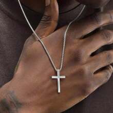 1 Piece Of Simple And Fashionable Hip-Hop Street Style Cross Pendant Stainless Steel Necklace Suitable For Men To Wear On The Street Every Day
