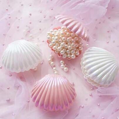 5个海洋主题塑料贝壳糖果盒套装 - 可重复使用的零食容器，适用于美人鱼主题生日、婚礼派对回礼