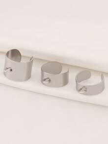 2pcs Stainless Steel Open Rings Silver Gold Color Punk Wide Round Ring Base For DIY Rings Jewelry Making Accessories - Ring Setting - View 4