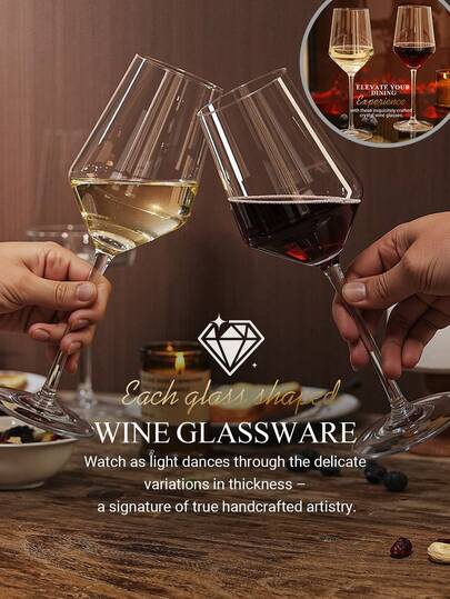  MICHLEY 2/4Pcs 15.5-17.6 Oz Lead-Free Crystal Wine Glasses, Suitable For Red Wine, White Wine & Beer, Elegant Glassware For Wedding, Party, Gifts