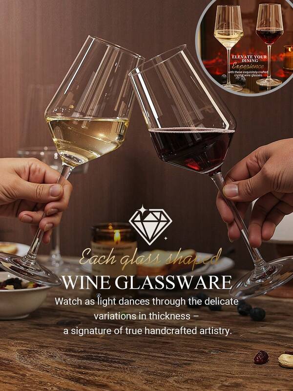  MICHLEY 2/4Pcs 15.5-17.6 Oz Lead-Free Crystal Wine Glasses, Suitable For Red Wine, White Wine & Beer, Elegant Glassware For Wedding, Party, Gifts