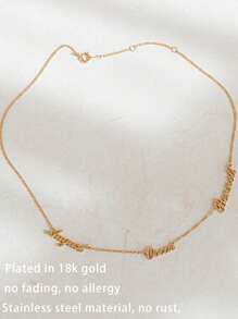 Fashionable Personalized Unique Elegant Chic Luxurious Gold Letter Name Custom Cuban Link Necklace, Gift For Family, Friends, Couples, Birthday, Holidays, Anniversary, Father's Day, Mother's Day, Traveling, Party Accessory